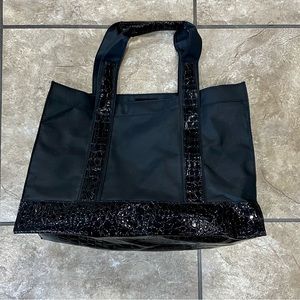 Canvas and faux leather tote